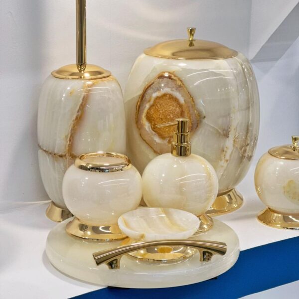 اکسسوری لوکس رومیزی سنگ کرم - Image 5