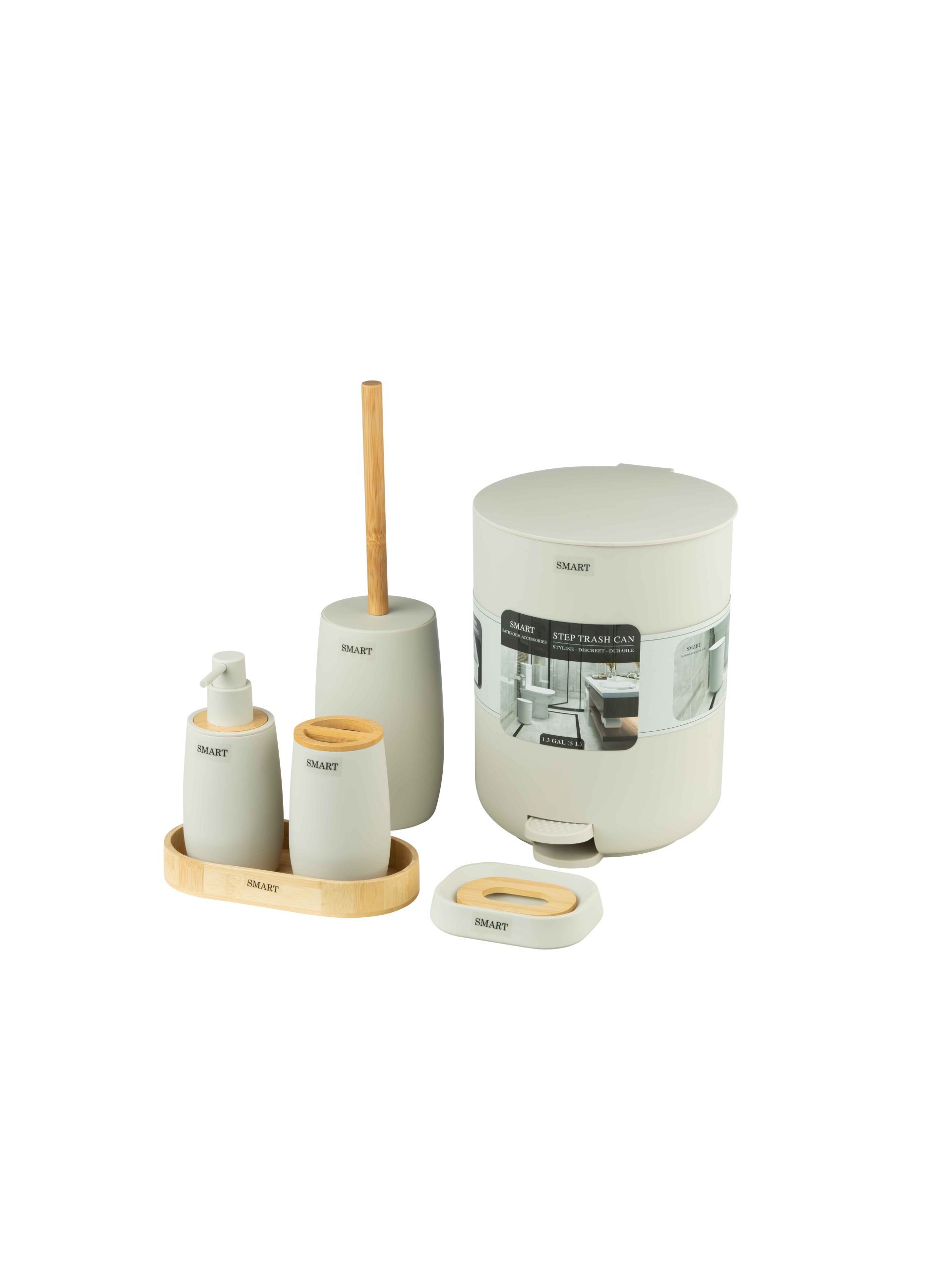 ست سرویس بهداشتی اسمارت فلورا ۶ پارچه | عکس محصول - diahome ست سرویس بهداشتی مینیمال فلورا کرم