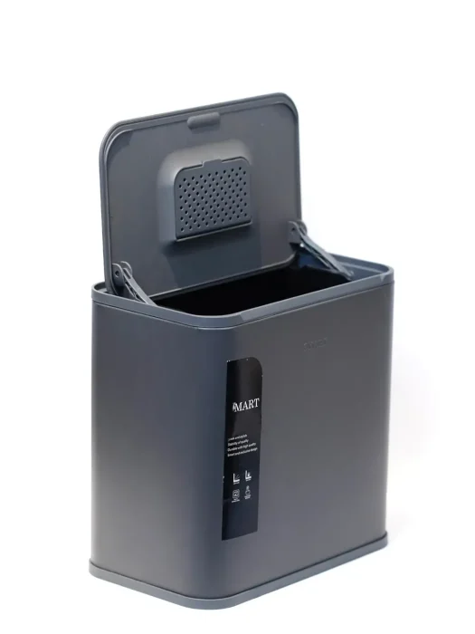 سطل کابینتی پنج لیتری برند اسمارت پس زمینه سفید رنگ طوسی