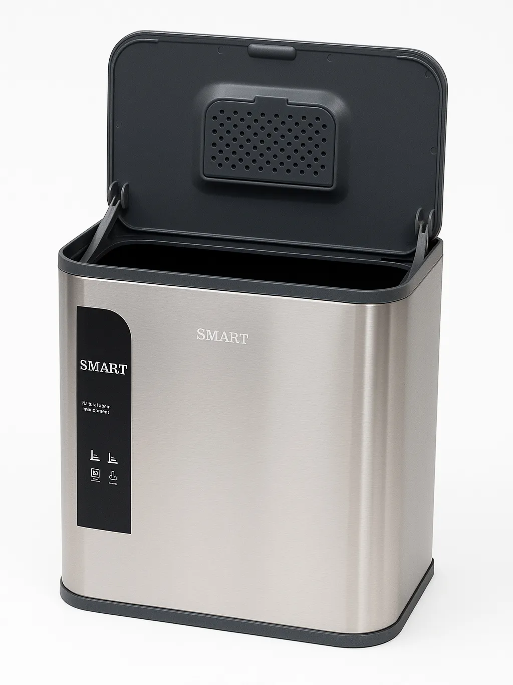 سطل کابینتی ۵ لیتری برند اسمارت | عکس محصول - diahome سطل کابینتی پنج لیتری رنگ تیتانیوم برند اسمارت پس زمینه سفید
