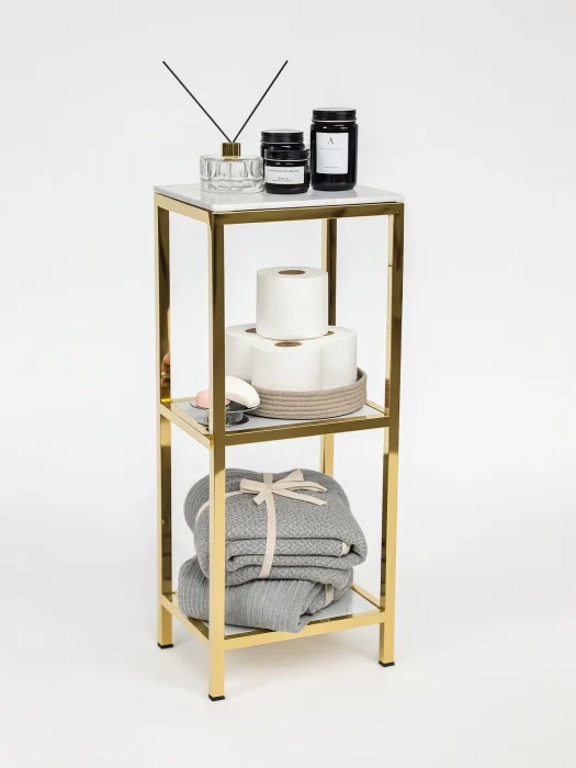 شلف سه طبقه سنگی طلایی صفحه سنگی