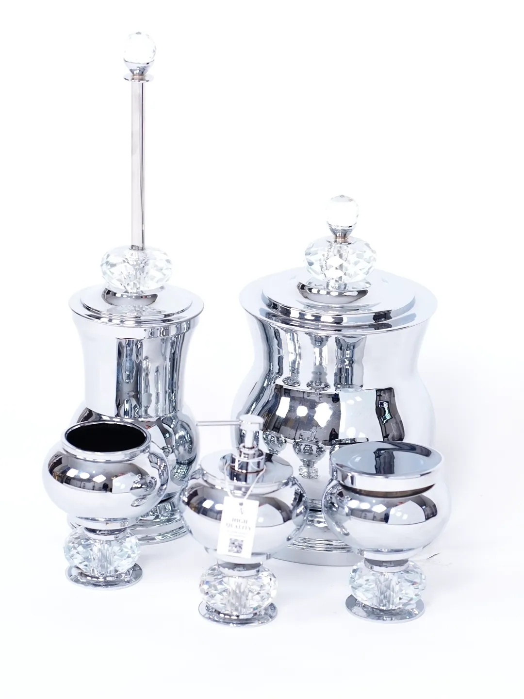 سرویس پنجتکه کرو کریستال | عکس محصول - diahome سرویس پنجتکه کرو کریستال رنگ کروم 5 تکه مقاوم و لوکس