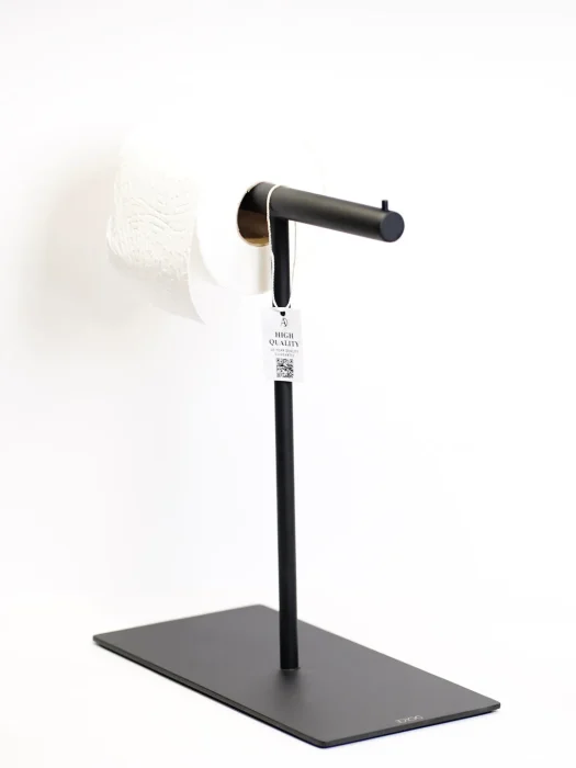 استند دستمال و حوله در رنگ مشکی مدرن با دستمال توالت آویخته