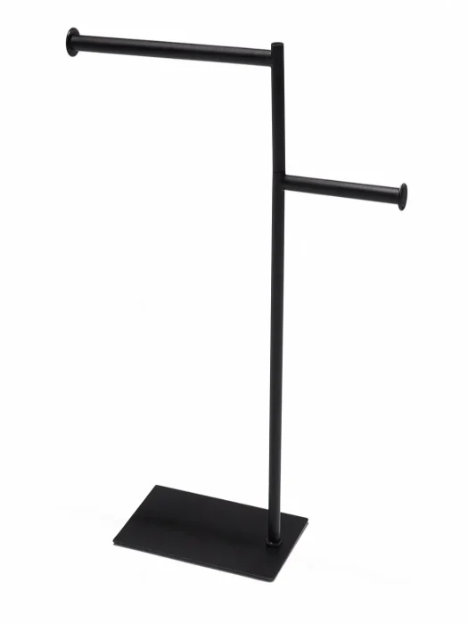 استند های دستمال و حوله آکاسیاه رنگ مشکی ایستاده در زمینه سفید