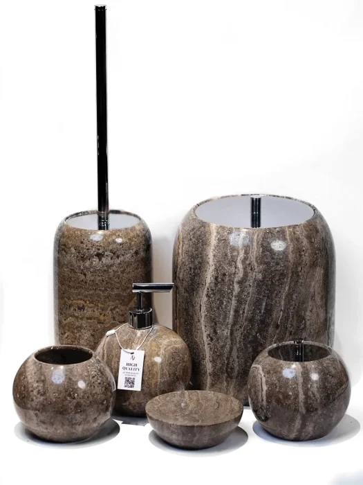 ست سرویس بهداشتی سنگی تراورتن سیلور 1500