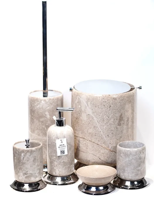 ست سرویس بهداشتی سنگی تراورتن طوسی روشن 1919