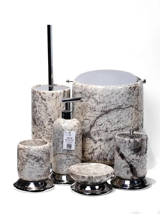 ست سرویس بهداشتی سنگی تراورتن نقرهای 1919