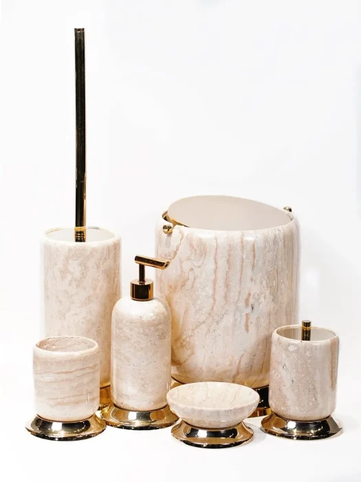 ست سرویس بهداشتی سنگی تراورتن کرم 1919