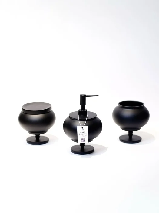 ست لوکس سهتیکه کرو کلاسیک با طراحی برنجی لاکچری و رنگ مشکی مشکی