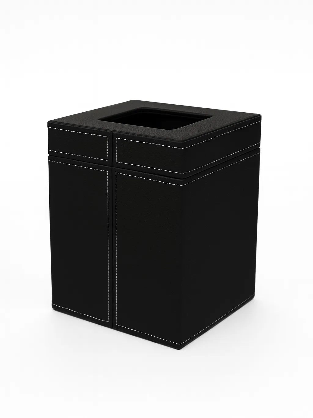 ست چرم پذیرایی و اتاق خواب مشکی | عکس محصول - diahome سطل آشغال چرمی مشکی از ست چرمی پذیرایی با زمینه سفید