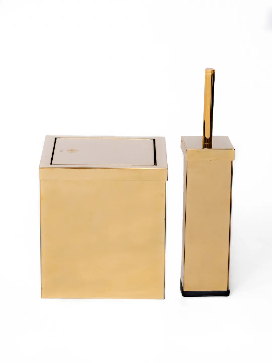 سطل و برس مربع استیل 304 | عکس محصول - diahome سطل و برس رنگ طلایی مات و طلایی براق لوکس با بدنه استیل 304