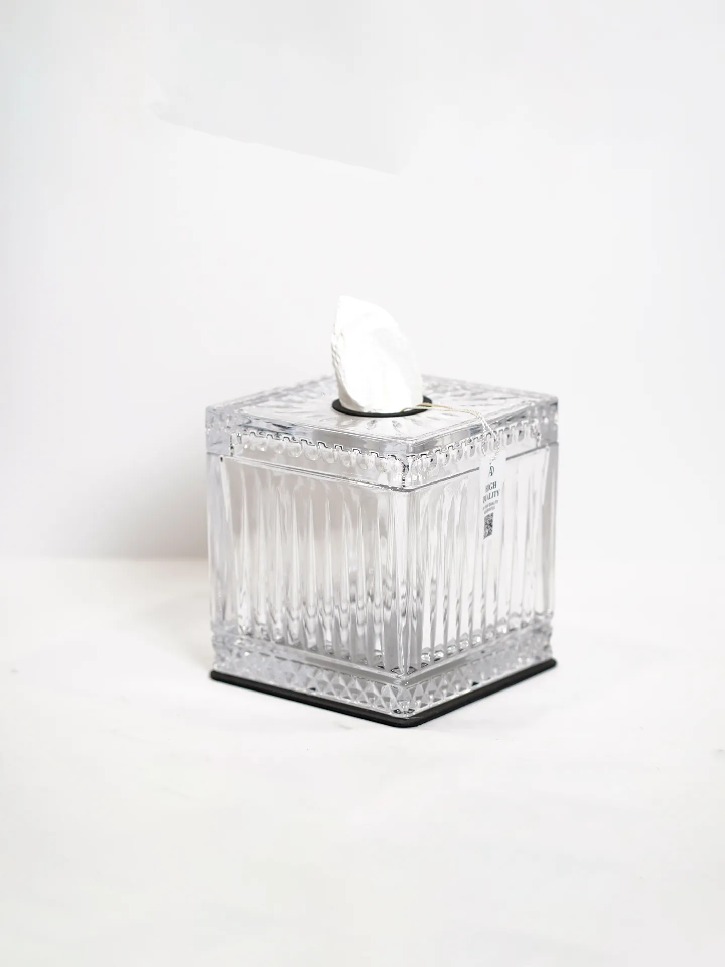 باکس دستمال کریستالی مربع راه راه مشکی | عکس محصول - diahome مربع راه راه مشکی کریستالی ضد آب و ضد رطوبت باکس دستمال کریستالی