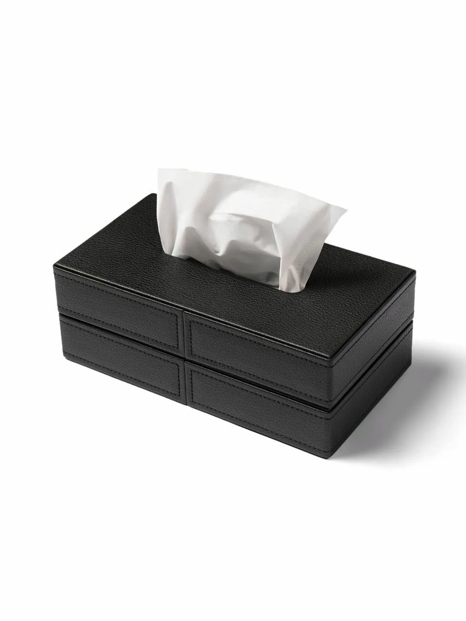 ست چرم پذیرایی و اتاق خواب مشکی | عکس محصول - diahome دستمال مستطیلی چرمی مشکی از ست چرمی پذیرایی با زمینه سفید