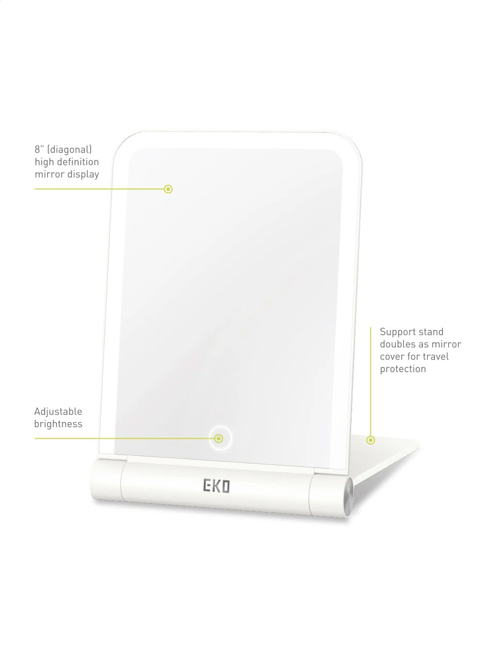 آینه آرایشی رومیزی هوشمند مسافرتی اکو مدل ایمیرا | عکس محصول - diahome آیینه رومیزی آرایشی هوشمند آیمیرا جزئیات