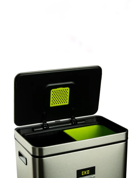 سطل زباله هوشمند دو‌مخزنه 40 لیتری برند EKO در باز زوم