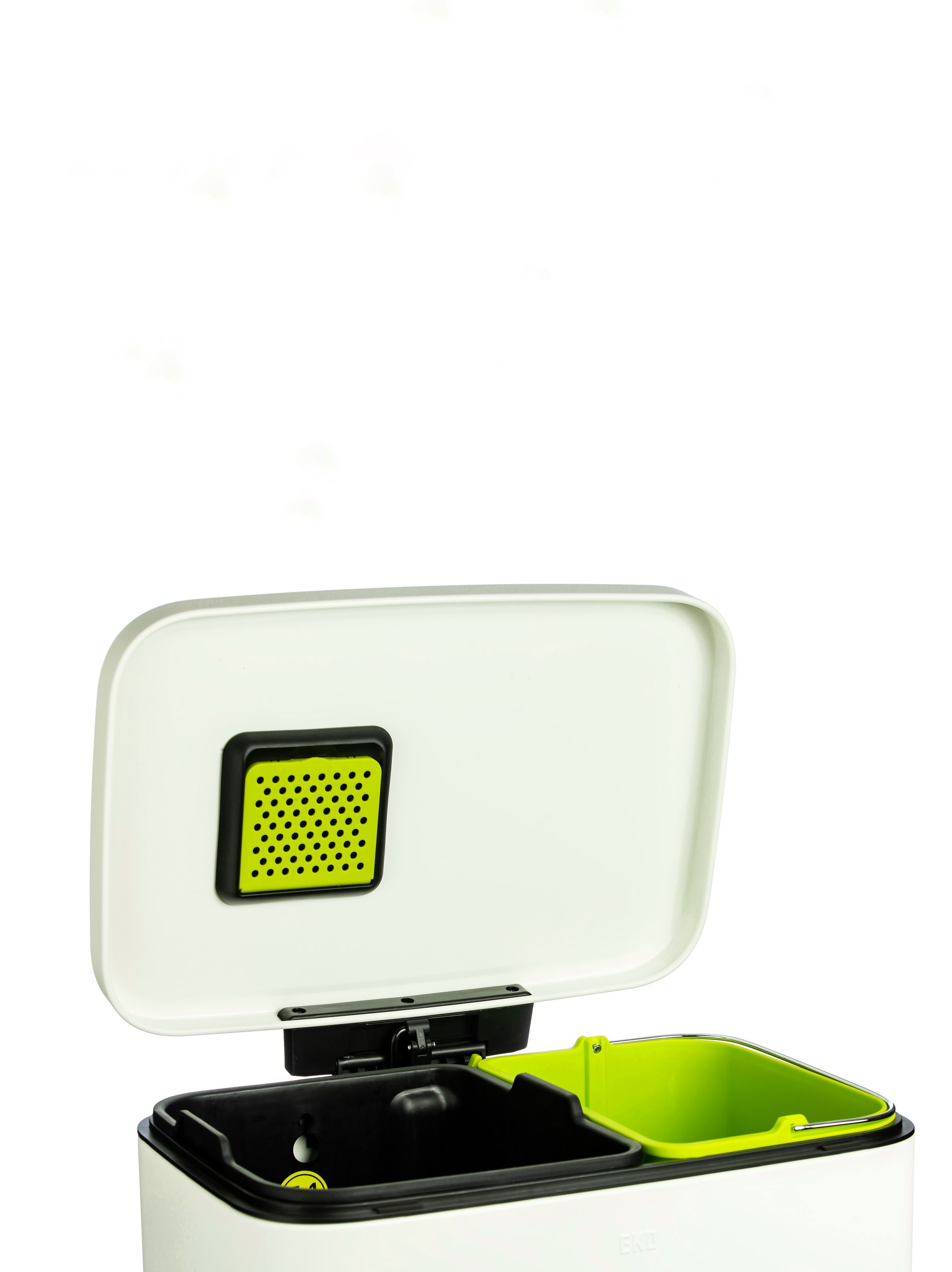 سطل زباله پدالی دومخزنه اکو (EKO) مدیسون 45 لیتر | عکس محصول - diahome سطل پدالی دومخزنه 45 لیتری EKO سفید درباز بوگیر