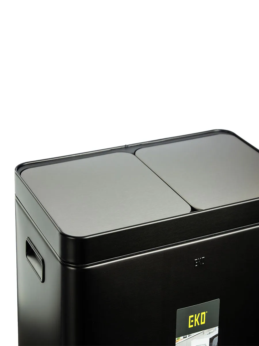 سطل زباله دومخزنه دو پداله اکو (EKO) 60 لیتر | عکس محصول - diahome سطل پدالی 60 لیتر برند EKO پرو رنگ مشکی در بسته زوم