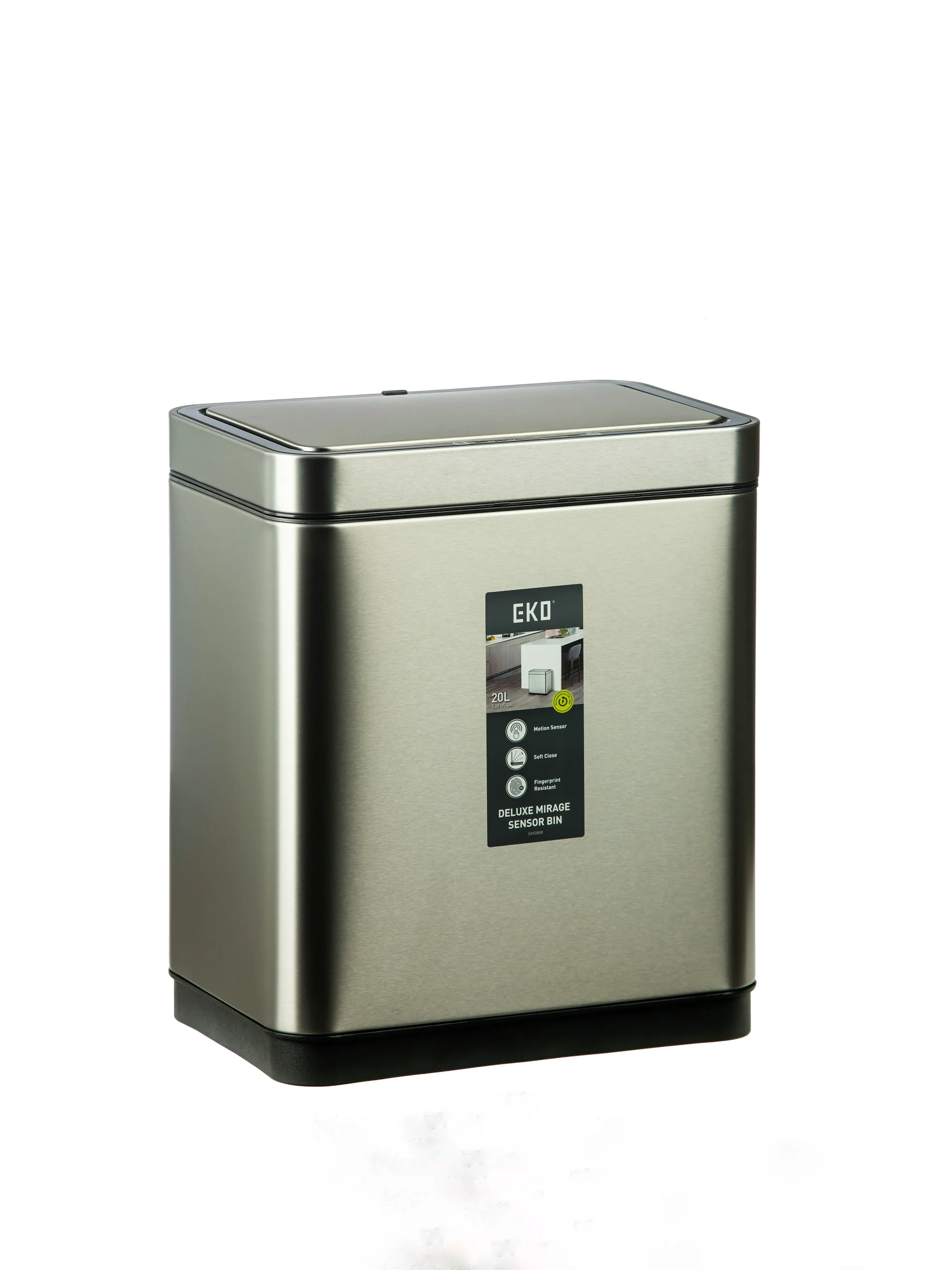 سطل زباله هوشمند اکو (EKO) میراژ 20 لیتر | عکس محصول - diahome سطل زباله هوشمند بیست لیتری مستطیلی رنگ سوپر استیل