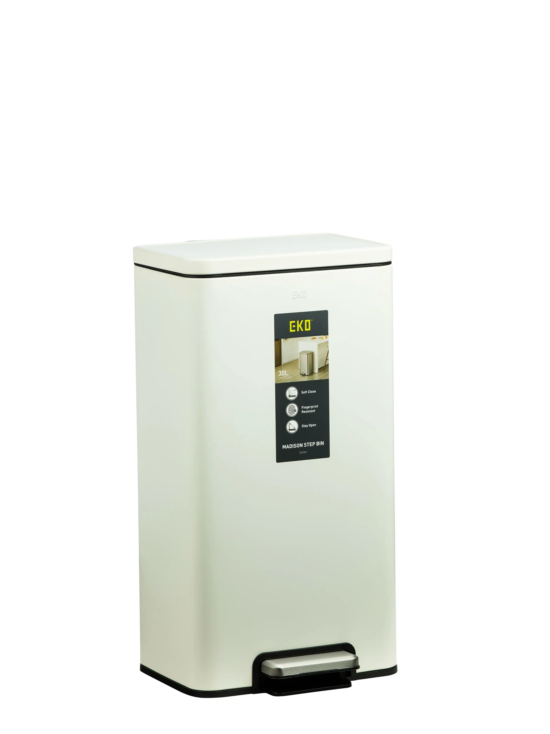 سطل زباله پدالی اکو (EKO) مدیسون 30 لیتر | عکس محصول - diahome سطل پدالی 30 لیتر EKO رنگ سفید کامل