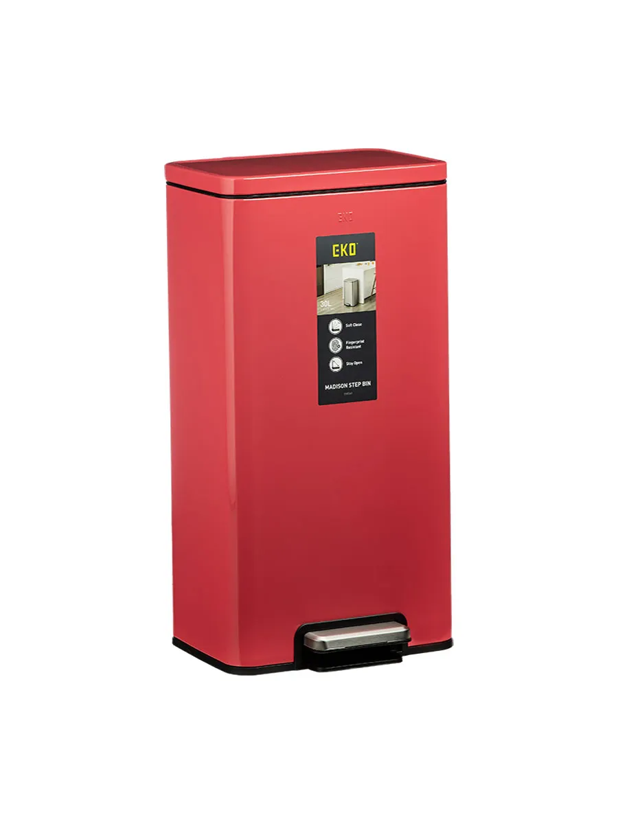 سطل زباله پدالی اکو (EKO) مدیسون 30 لیتر | عکس محصول - diahome سطل پدالی 30 لیتر EKO رنگ صورتی کامل