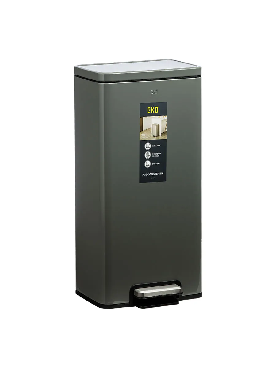 سطل زباله پدالی اکو (EKO) مدیسون 30 لیتر | عکس محصول - diahome سطل پدالی 30 لیتر EKO رنگ طوسی کامل
