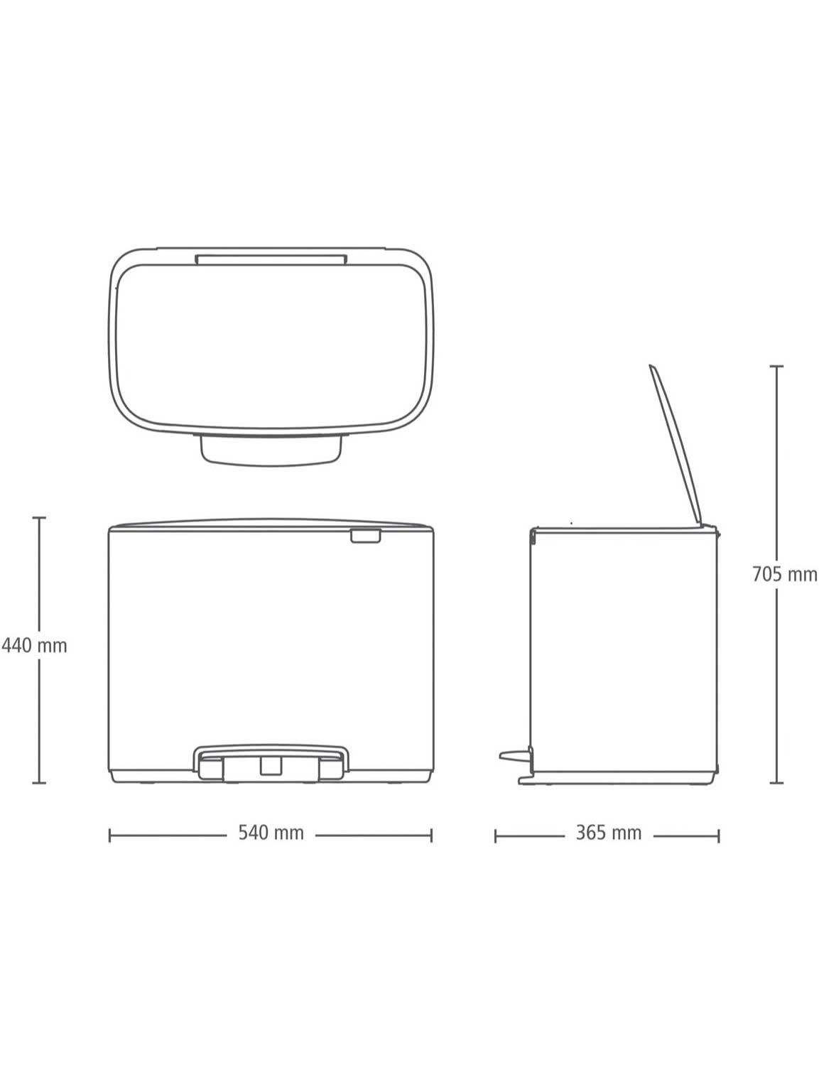 سطل زباله پدالی آشپزخانه دو مخزنه برابانتیا 11+23 لیتر | عکس محصول - diahome سطل زباله پدالی آشپزخانه دو مخزنه برابانتیا 11+23 لیتر - Image 9