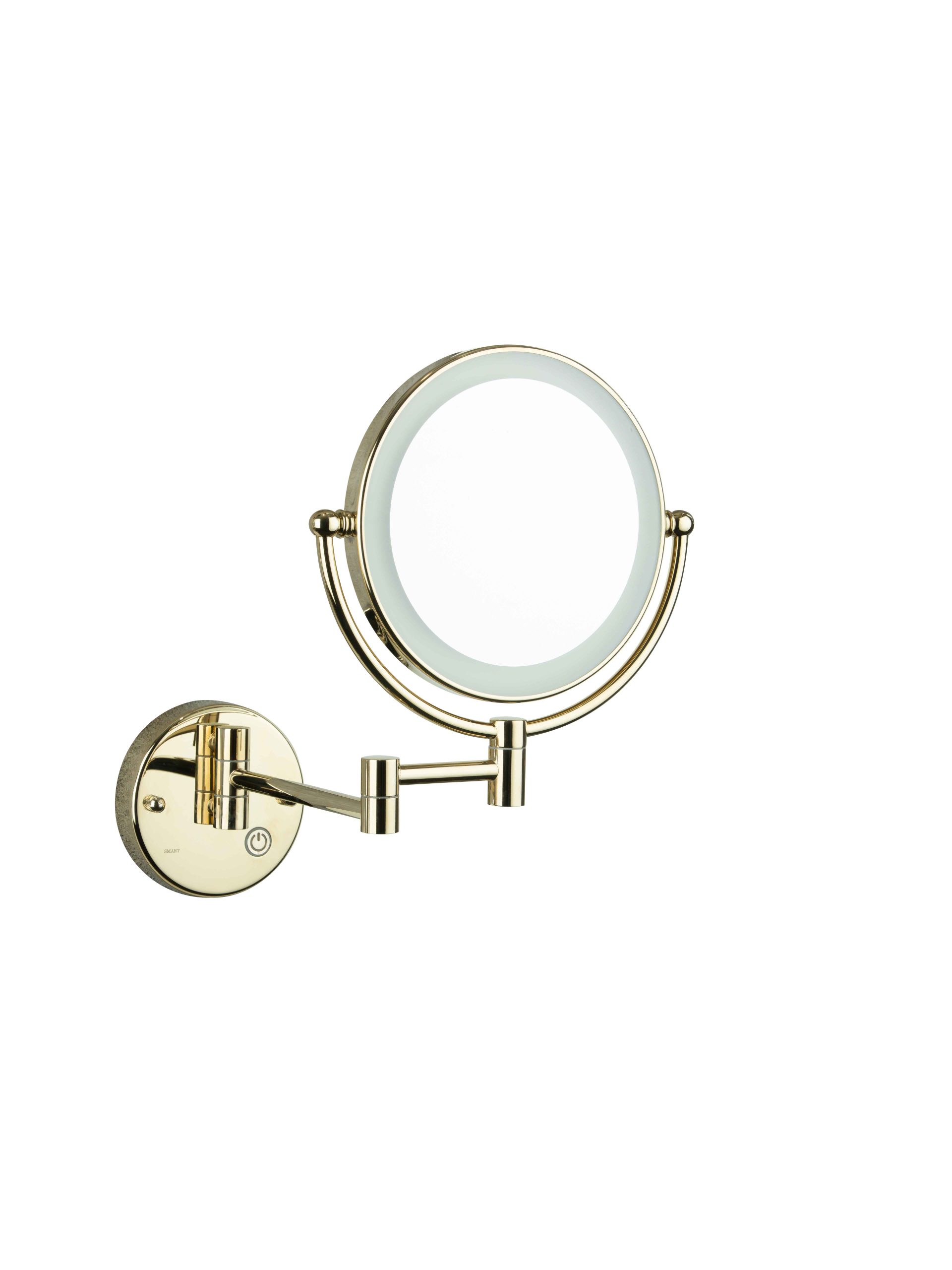 اینه اصلاح استیل 304 بازویی با رینگ لایت و زوم | عکس محصول - diahome آیینه-اصلاح-بازویی-چراغدار-طلایی