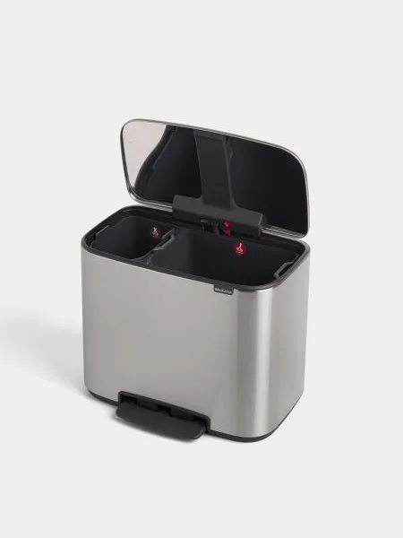 سطل زباله پدالی آشپزخانه دو مخزنه برابانتیا 11+23 لیتر | عکس محصول - diahome سطل-زباله-11+23-لیتر-پدالی-ابعاد