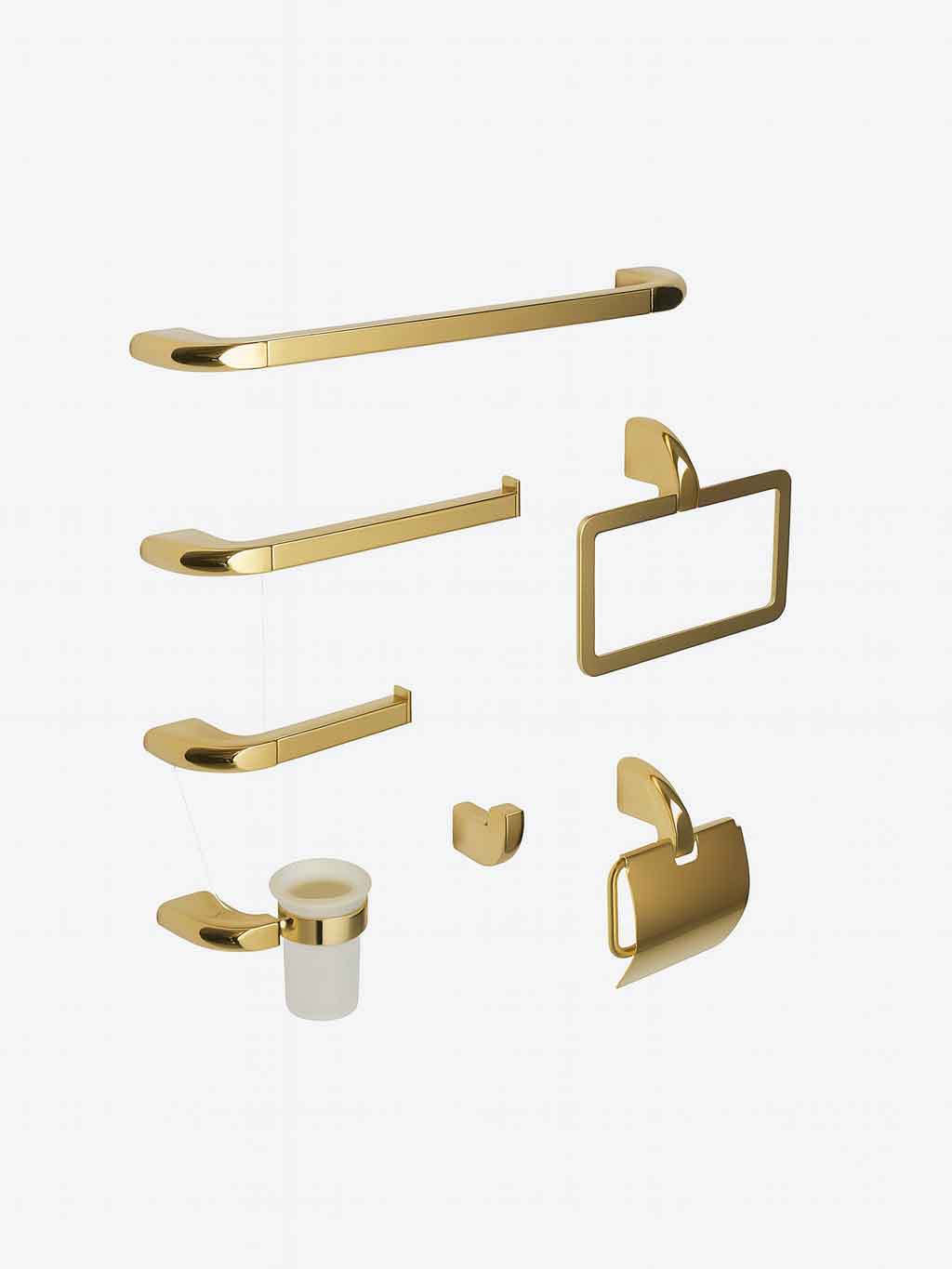 اکسسوری سرویس بهداشتی برنجی اسمارت مدل ویولت طلایی | عکس محصول - diahome ست دیواری ویولت طلایی اسمارت