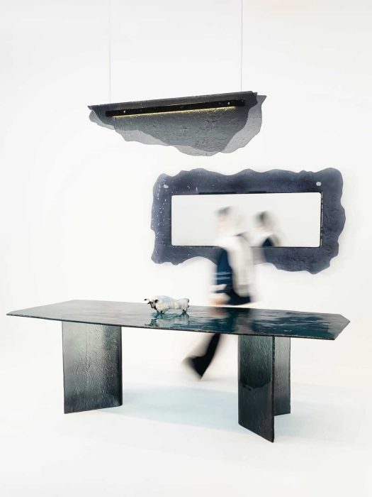 میز شیشه ای full glass texture tv table