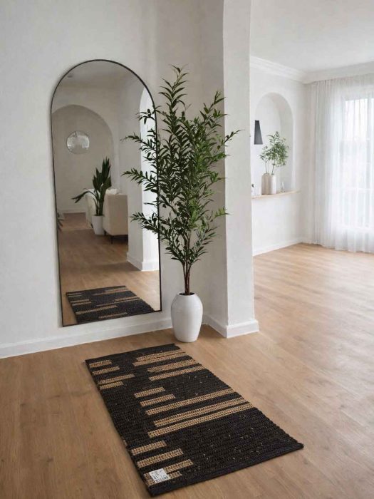 پادری دو رنگ مشکی و روشن طرح نمای جلوی آینه