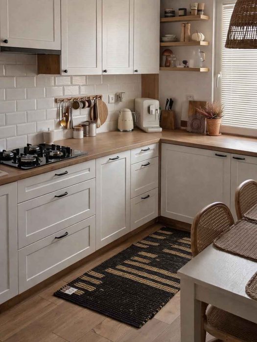 پادری دو رنگ مشکی و روشن پهن آشپزخانه طرح دو رنگ